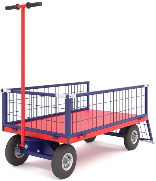 Тележка платформенная, усиленная, с поворотной осью ТПОБ 2 С (600х900х300) колёса литые d250мм